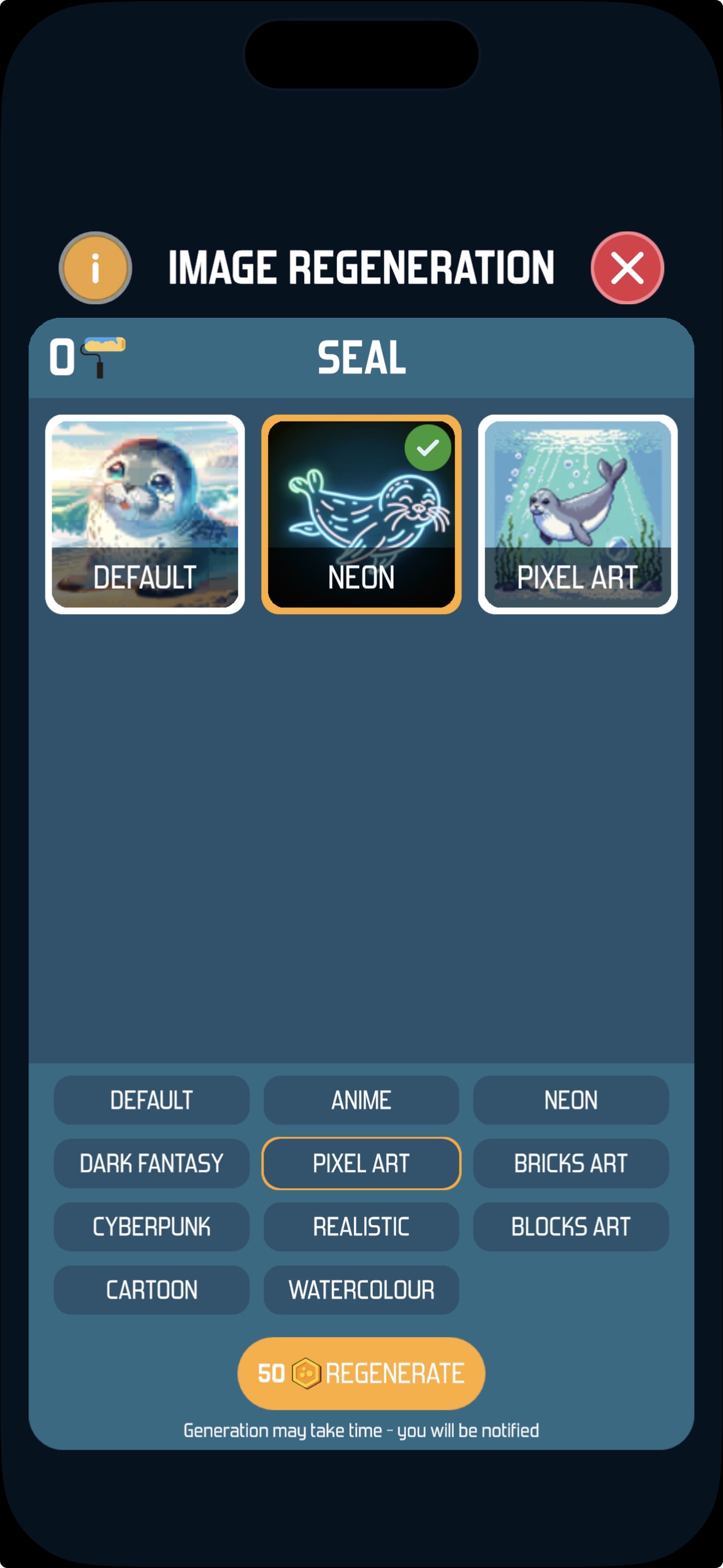 Alchemy AI Element Regeneration - Create new element images