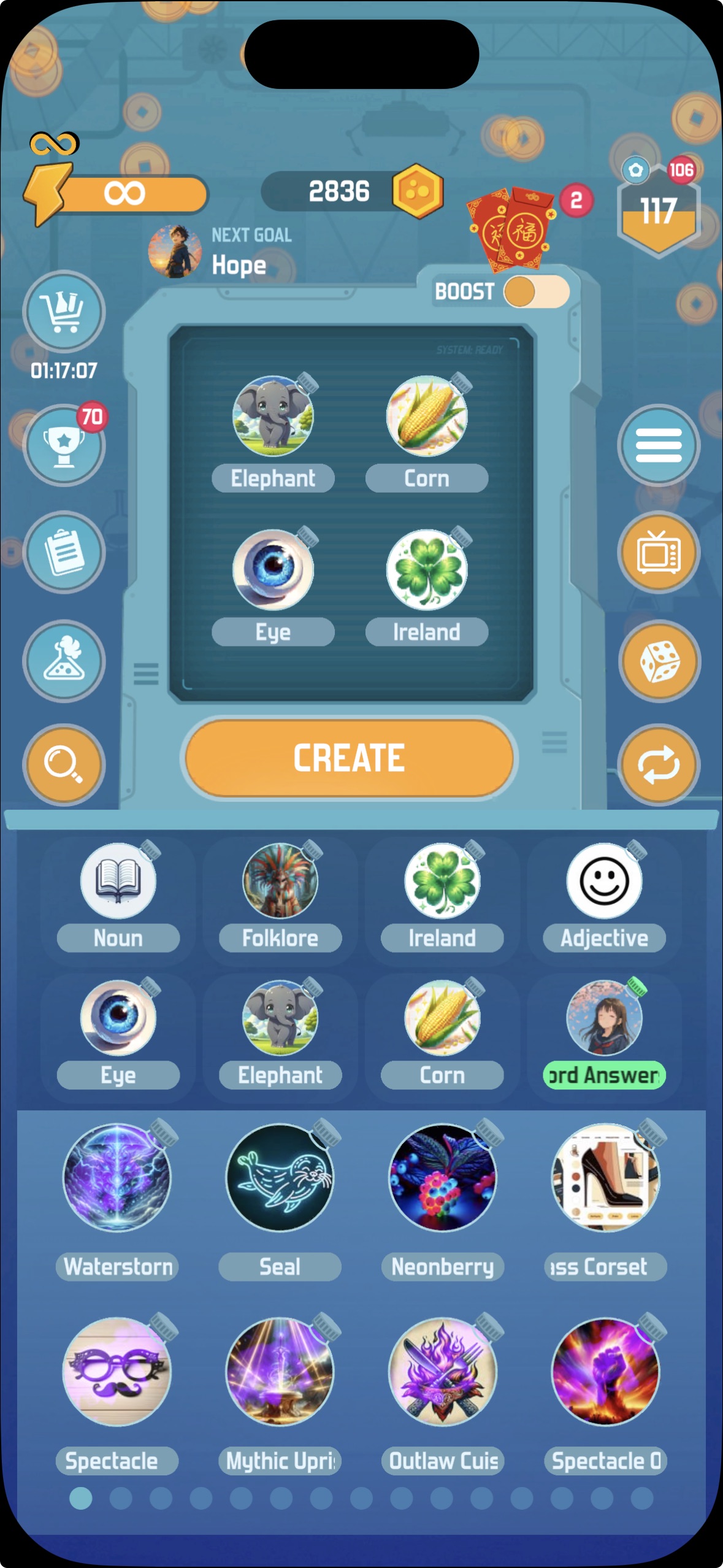 Alchemy AI Main Screen - Element merging gameplay